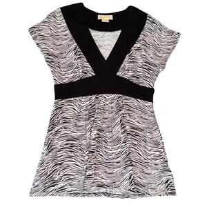 MICHAEL Michael Kors Women's Size Medium Zebra Animal Print Empire Waist V-Neck